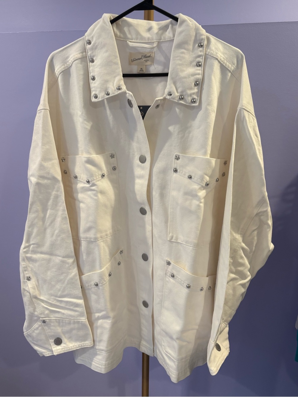 Universal Thread White Button-Up Jacket with Silver Star Studs NWT - Picture 2 of 5